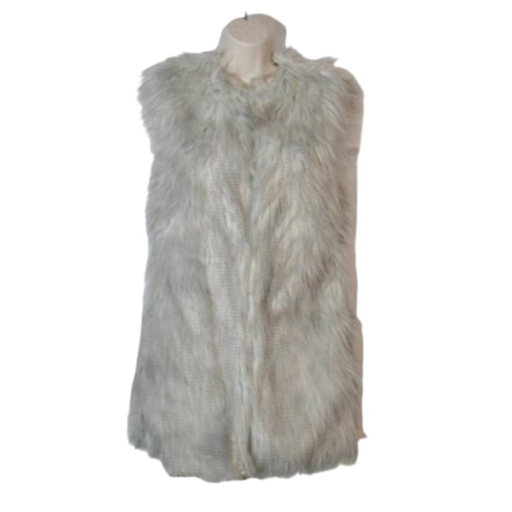 Brandon Thomas Faux Fur Vest Gray and White Women's Size Small